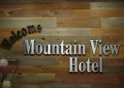 "Welcome Mountain View Hotel" Sign in Lobby